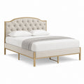 Polsterbett Beige mit goldfarbenem Stahlgestell 160 x 200 cm