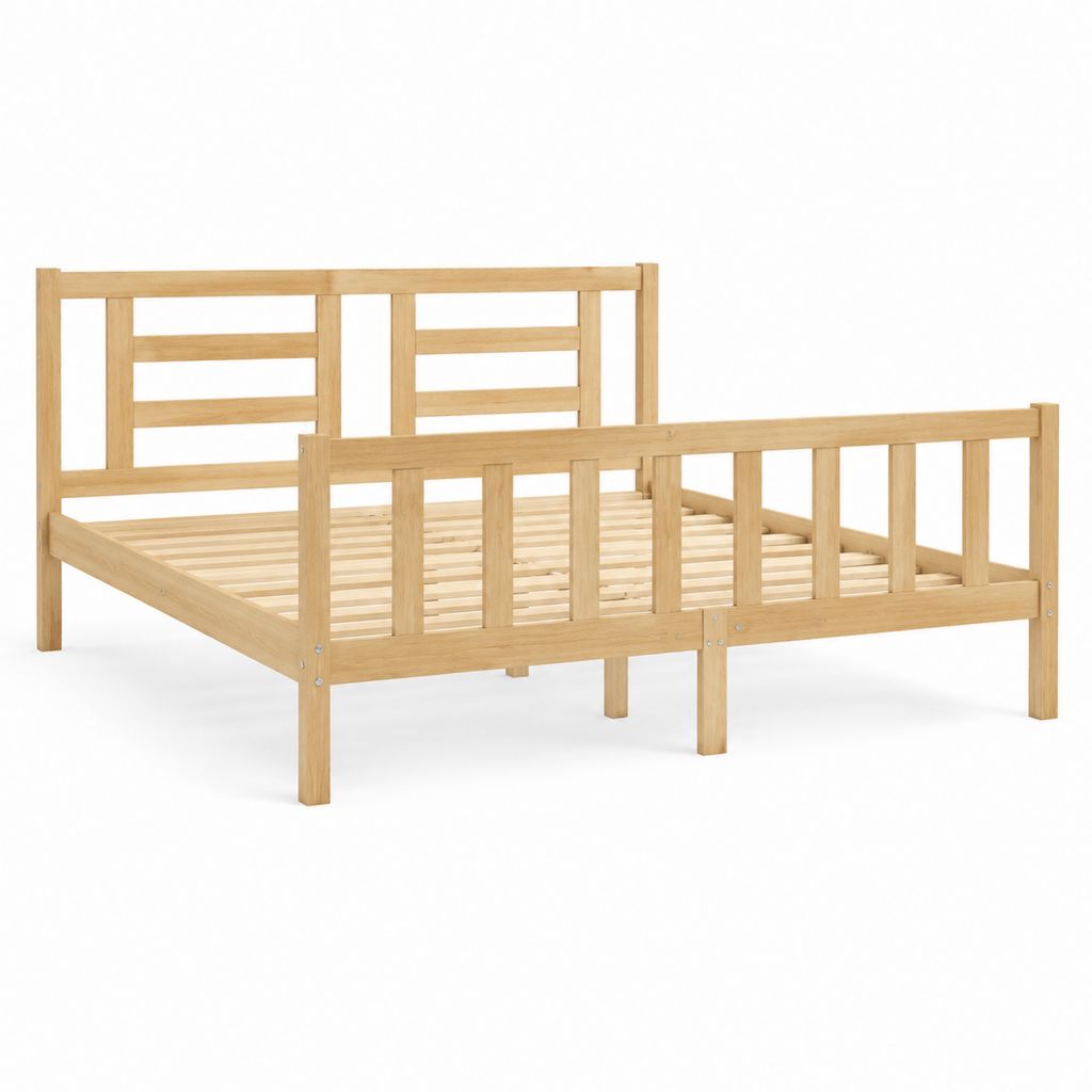 Doppelbett Massivholzbett Natur Kiefernholz Rechteckig 140 x 200 cm