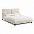 Polsterbett Doppelbett Beige Polyester Rechteckig 160 x 200 cm mit geteiltem Kopfteil
