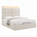 Polsterbett mit Stauraum LED-Kopfteil Beige Polyester Rechteckig 160 x 200 cm