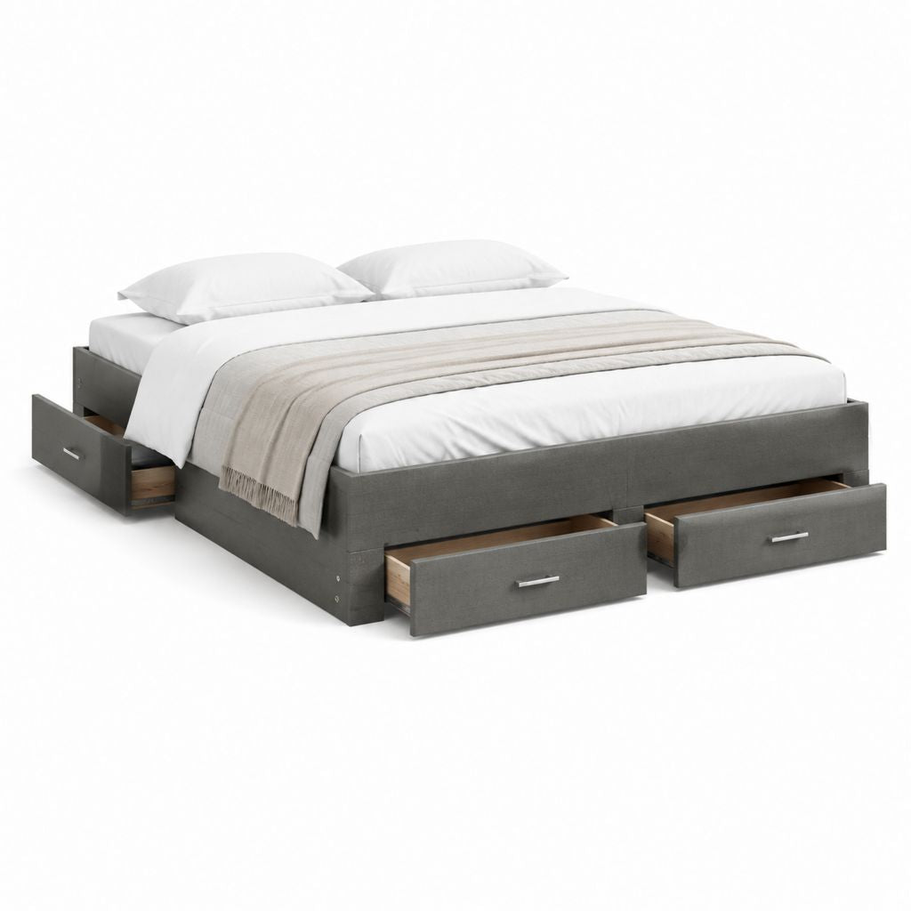 Stauraumbett Dunkelgrau aus Spanplatte mit 4 Schubladen 160 x 200 cm