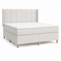 Boxspringbett Beige mit Polyesterbezug und vertikal gestepptem Kopfteil 180 x 200 cm