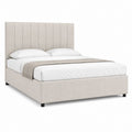Polsterbett Doppelbett Beige mit Polyesterbezug und gepolstertem Kopfteil 160 x 200 cm