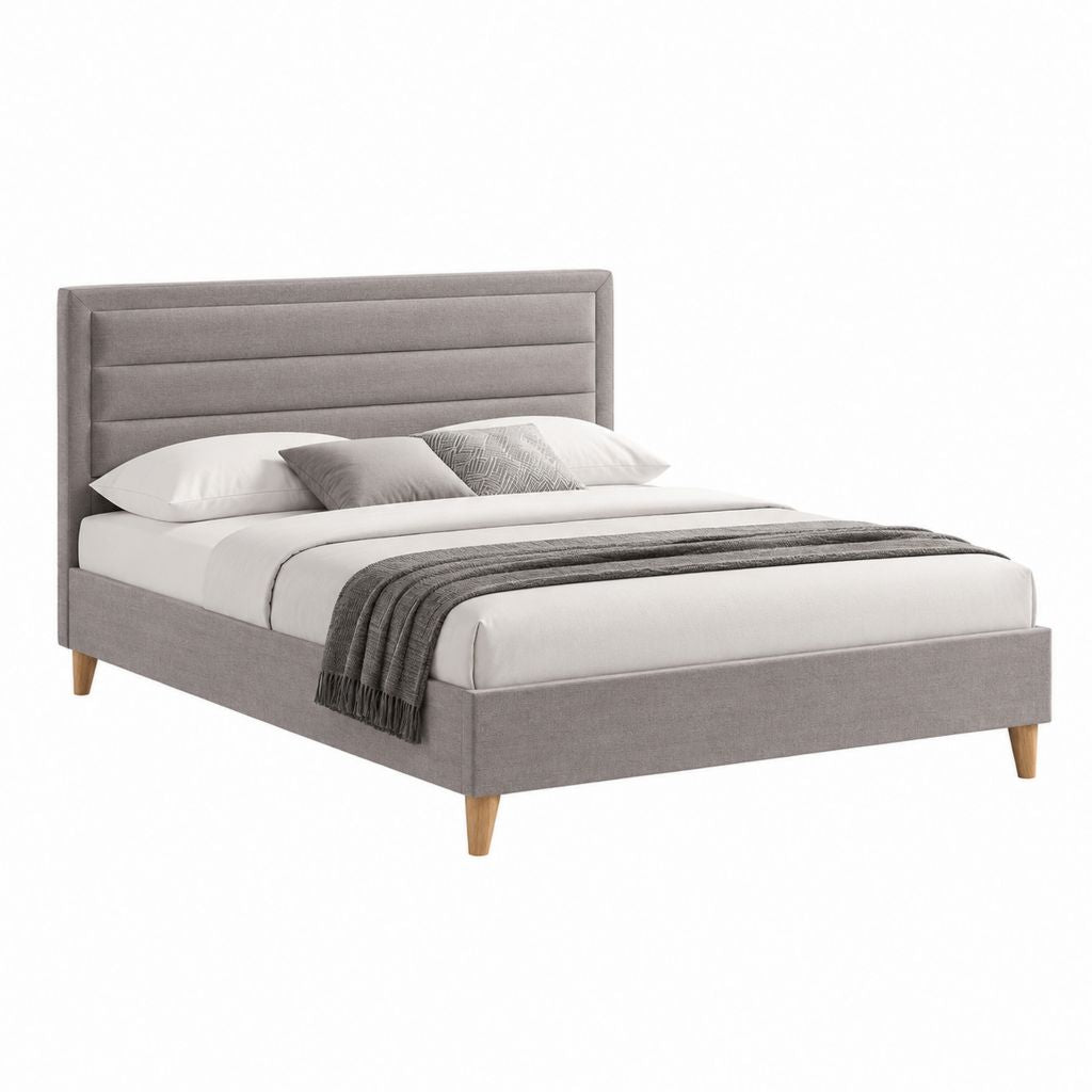 Polsterbett Doppelbett mit gepolstertem Kopfteil Grau Polyester rechteckig 160 x 200 cm