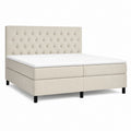 Boxspringbett Beige mit Polyesterbezug und Chesterfield-Kopfteil 180 x 200 cm