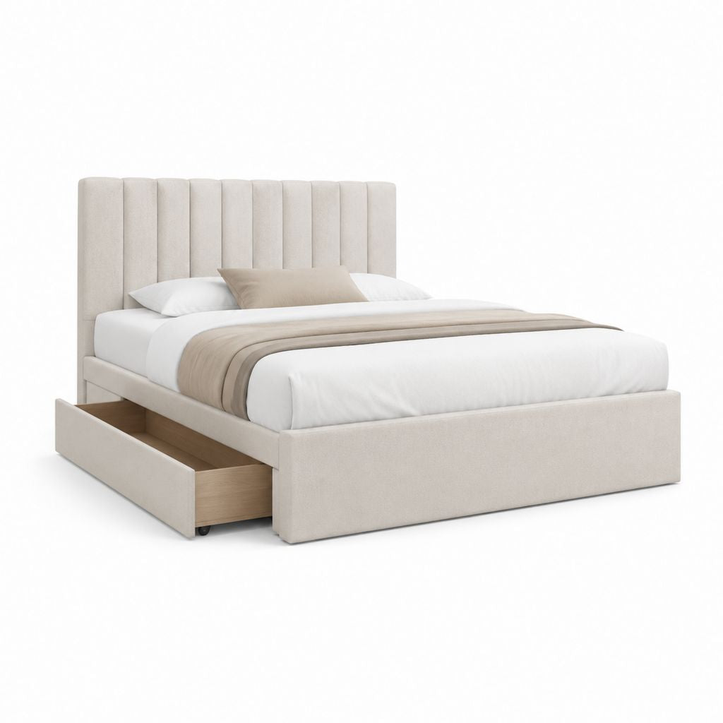 Polsterbett mit Stauraumschublade Beige Polyester 160 x 200 cm
