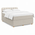 Polsterbett mit gepolstertem Kopfteil Beige Polyester Rechteckig Liegefläche 180 x 200 cm