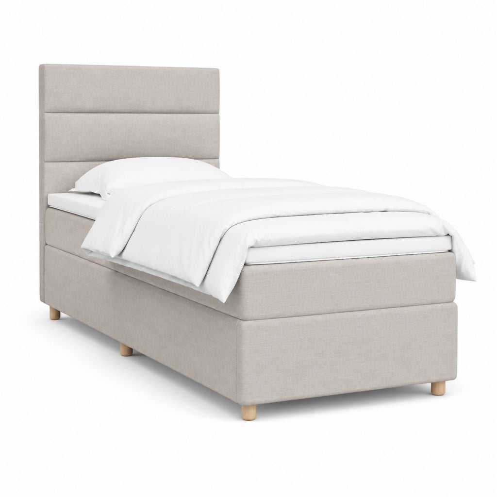 Polsterbett Einzelbett Beige mit Polyesterbezug 90 x 200 cm