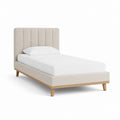 Polsterbett Einzelbett Beige Polyester Rechteckig mit Kopfteil 90 x 200 cm