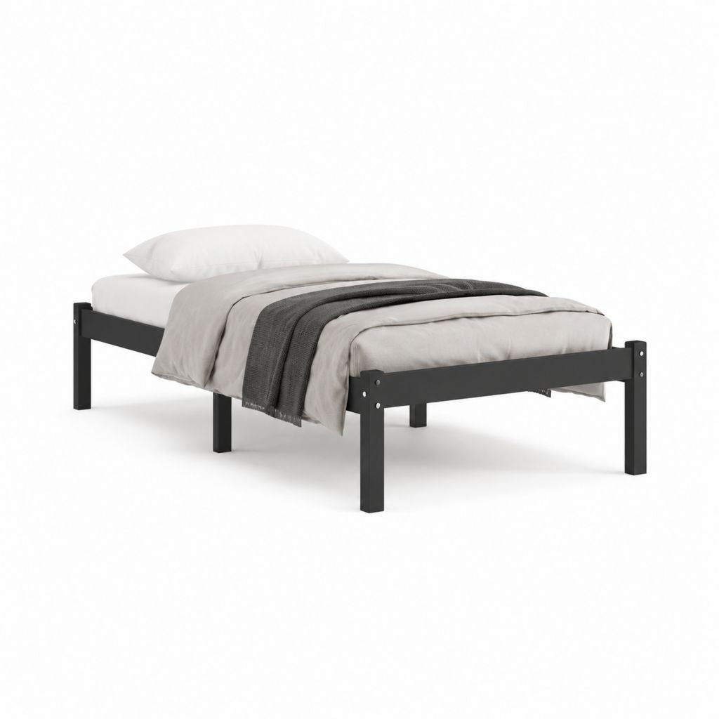 Einzelbett Metallbettgestell Schwarz Stahl 90 x 200 cm