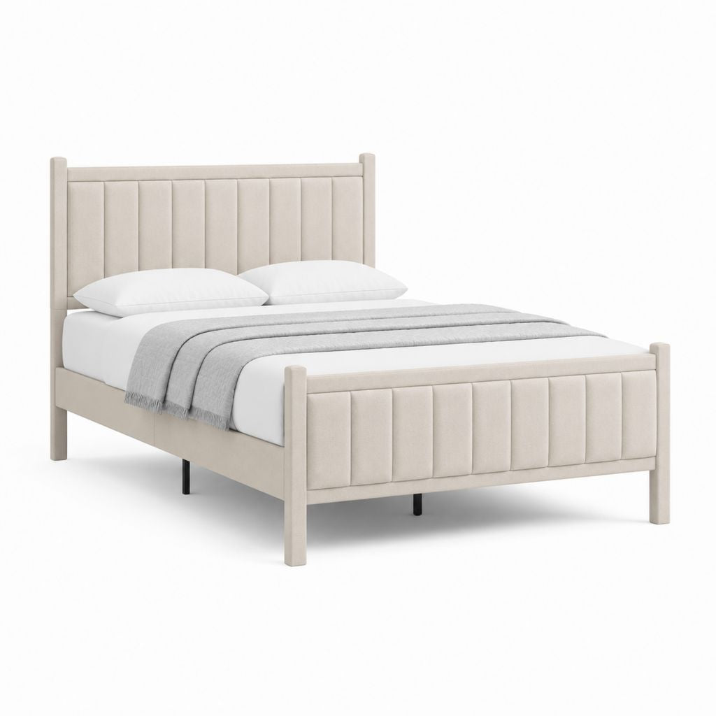Polsterbett Doppelbett Beige mit Polyesterbezug Rechteckig für 160 x 200 cm Matratze